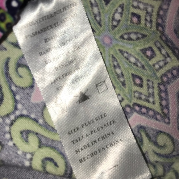 Green Pink Black Design Leggings - Picture 3 of 3